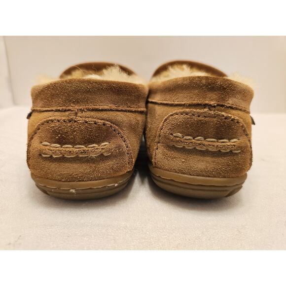 LL Bean Womens 6 M Suede Brown Wicked Good Shearling Lined Venetian Slippers - Picture 6 of 9